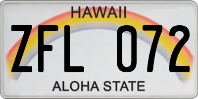 HI license plate ZFL072