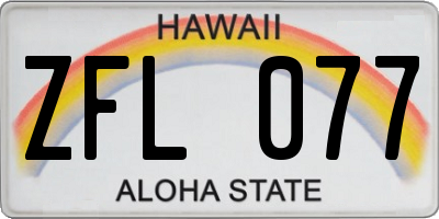 HI license plate ZFL077