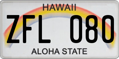 HI license plate ZFL080