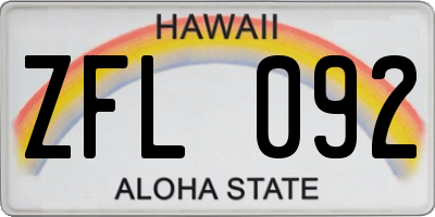 HI license plate ZFL092