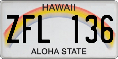 HI license plate ZFL136