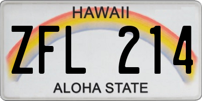 HI license plate ZFL214