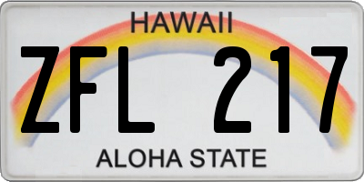 HI license plate ZFL217