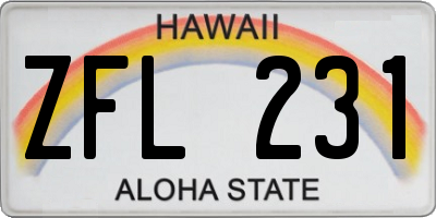 HI license plate ZFL231