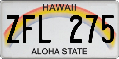 HI license plate ZFL275