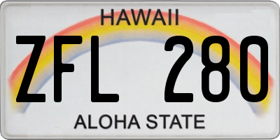 HI license plate ZFL280