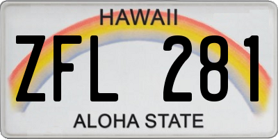 HI license plate ZFL281