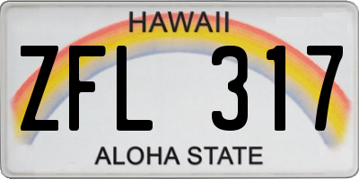 HI license plate ZFL317