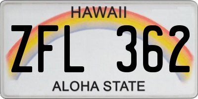HI license plate ZFL362