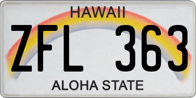 HI license plate ZFL363