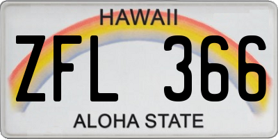 HI license plate ZFL366