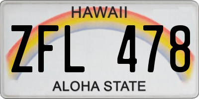 HI license plate ZFL478