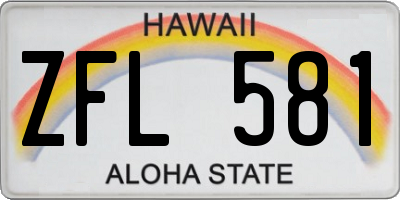 HI license plate ZFL581