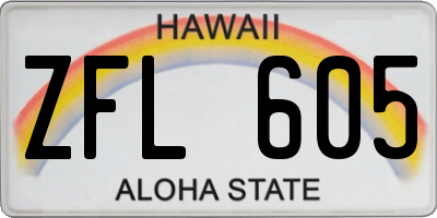 HI license plate ZFL605