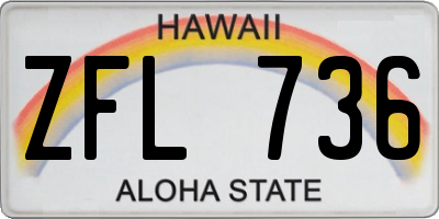 HI license plate ZFL736