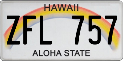 HI license plate ZFL757