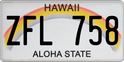 HI license plate ZFL758
