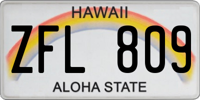 HI license plate ZFL809