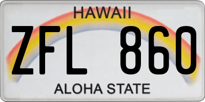 HI license plate ZFL860