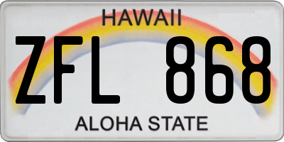HI license plate ZFL868