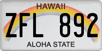 HI license plate ZFL892