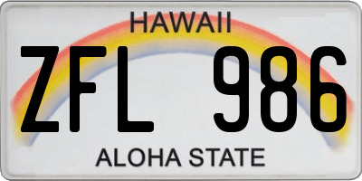 HI license plate ZFL986