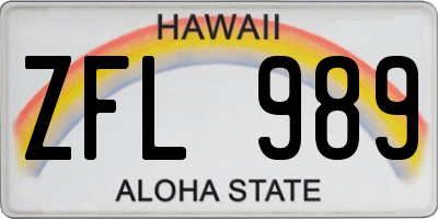 HI license plate ZFL989