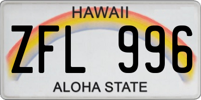 HI license plate ZFL996