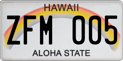 HI license plate ZFM005