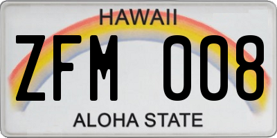 HI license plate ZFM008