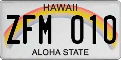 HI license plate ZFM010