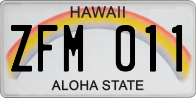 HI license plate ZFM011