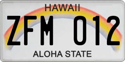 HI license plate ZFM012