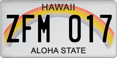 HI license plate ZFM017