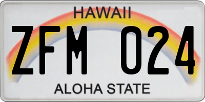 HI license plate ZFM024
