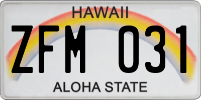 HI license plate ZFM031