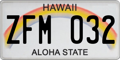 HI license plate ZFM032