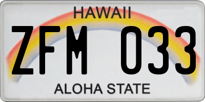 HI license plate ZFM033