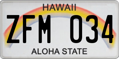 HI license plate ZFM034