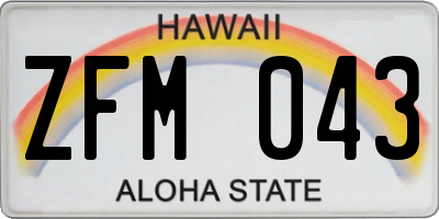 HI license plate ZFM043