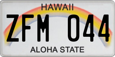HI license plate ZFM044