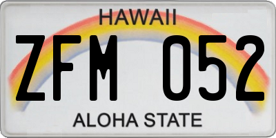HI license plate ZFM052