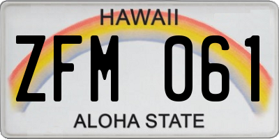 HI license plate ZFM061
