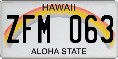 HI license plate ZFM063