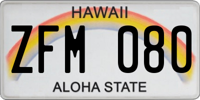 HI license plate ZFM080