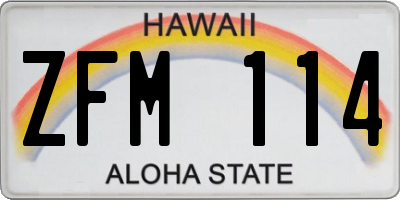 HI license plate ZFM114