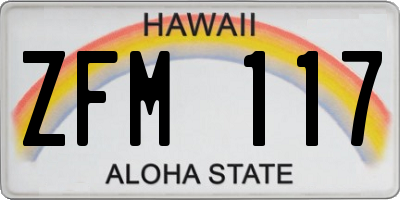 HI license plate ZFM117