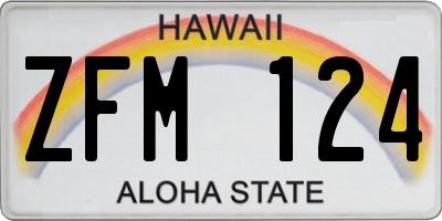 HI license plate ZFM124