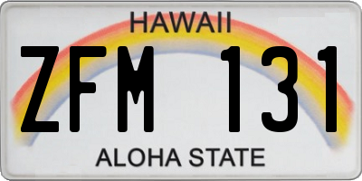 HI license plate ZFM131