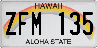 HI license plate ZFM135